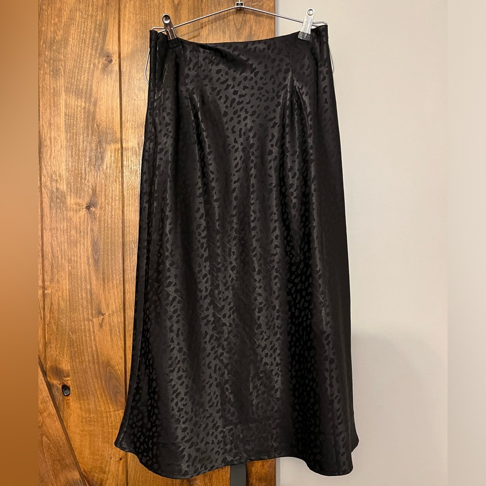 Forever 21 Black Satin Midi Skirt